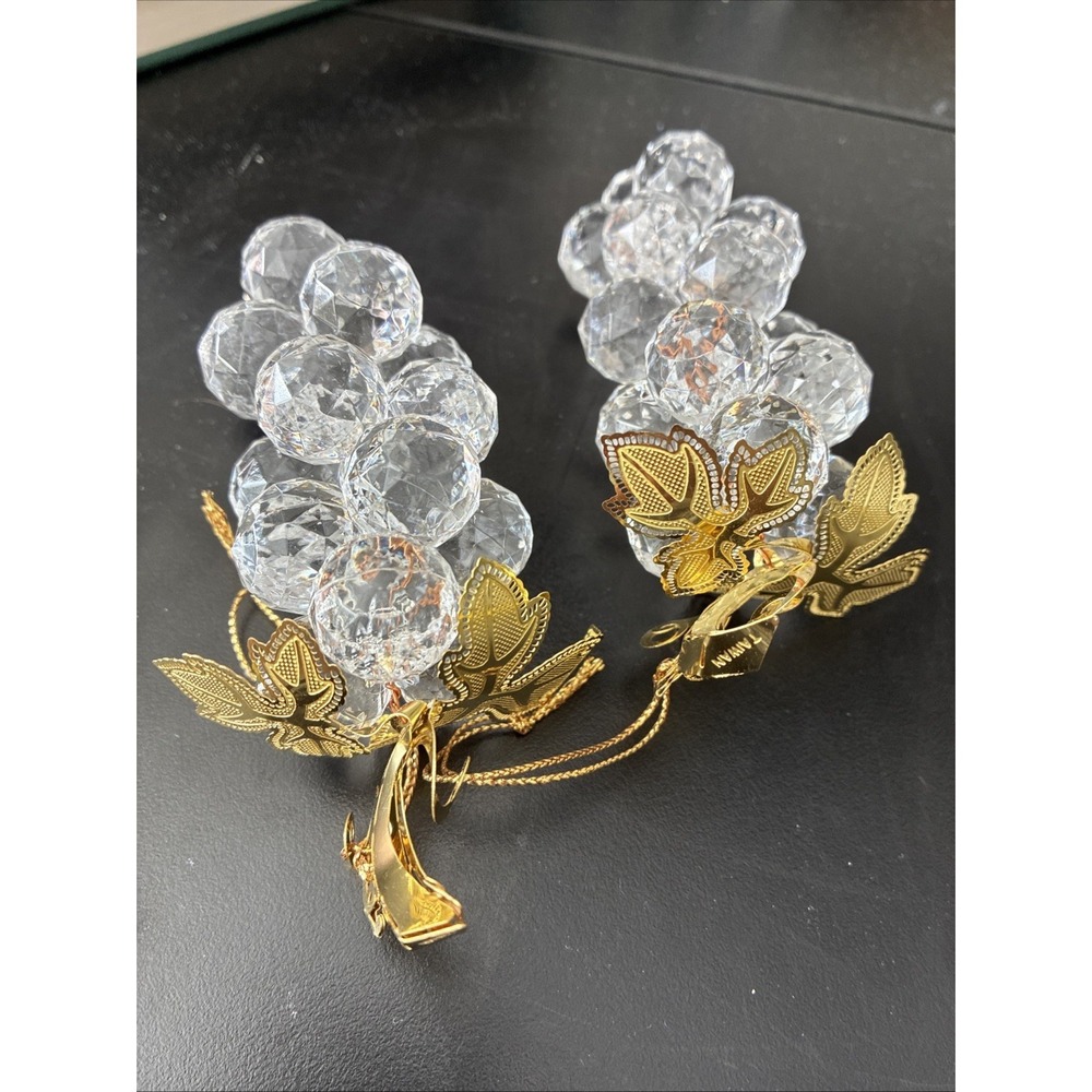 Lucite Acrylic Grape Clusters  Clear Faceted Christmas Ornaments Made In Taiwan - Picture 5 of 11